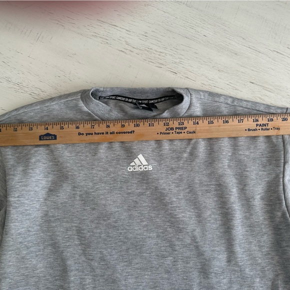 Mens Grey & White Adidas Crewneck 3 Striped Sweater Size S - Picture 3 of 5